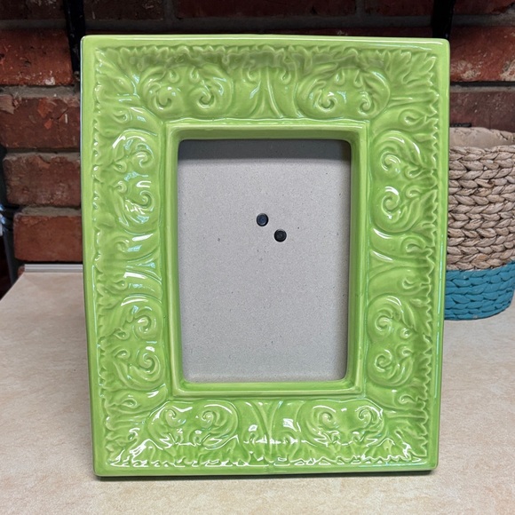 Steinmark Other - Lime Green Ceramic 5 x 7 Picture Frame Glossy Finish Total Size Of Frame 9 x 11